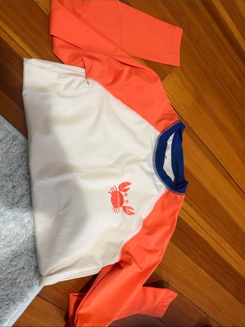 The Children's Place Coral and White Crab Rashguard